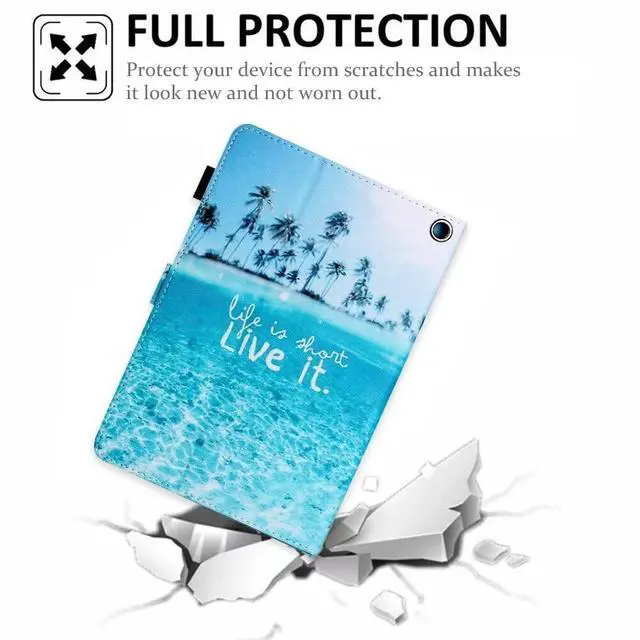 Alt view image 5 of 5 - MonsDirect Case for Kindle Fire HD 10 & Fire HD 10 Plus Tablet 13th/11th Generation 2023 2021 Release, Smart Auto Wake Sleep Folio Case Stand Protective Cover with Card Slots, Beach