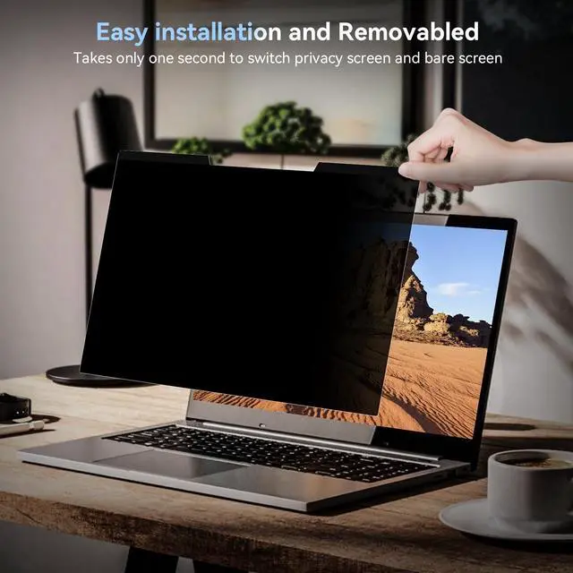 Alt view image 4 of 5 - Mamol Magnetic Laptop Privacy Screen 14 inch ,16:9 Aspect Removable Anti Glare Protector Blue Light Privacy Screen Filter,Filter Shield Compatible with HP/Dell/Acer/Asus/Samsung/Len