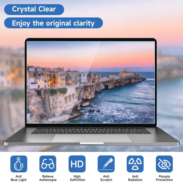 Alt view image 4 of 5 - 2 Pcs 14 Inch (1920x1200P) Laptop Blue Light Screen Protector, Reduce Eye Strain Anti Glare Blue Light Blocking Screen Protector for 14 with 16:10 Resolution HP/Dell/Acer/Asus/Samsung/
