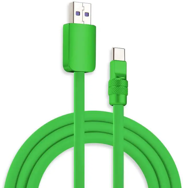 Main image of chubbycable Chubby 2.0 USB C 120W Fast Charging Cable Silicone Soft Durable USB C Cable Extra Thick Charger Cord Compatible with iPhone 17-15 Series iPad, Green+Green, USB-A to Type-C, 8.2FT