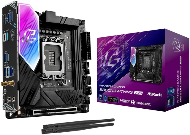 Main image of ASRock Phantom Gaming B860I Lightning WiFi 6E Intel Core Ultra B860 LGA1851 DDR5 9333 MHz 128GB M.2 Mini ITX Motherboard Thunderbolt SATA3 6.0 Gb/s PCIe 5.0
