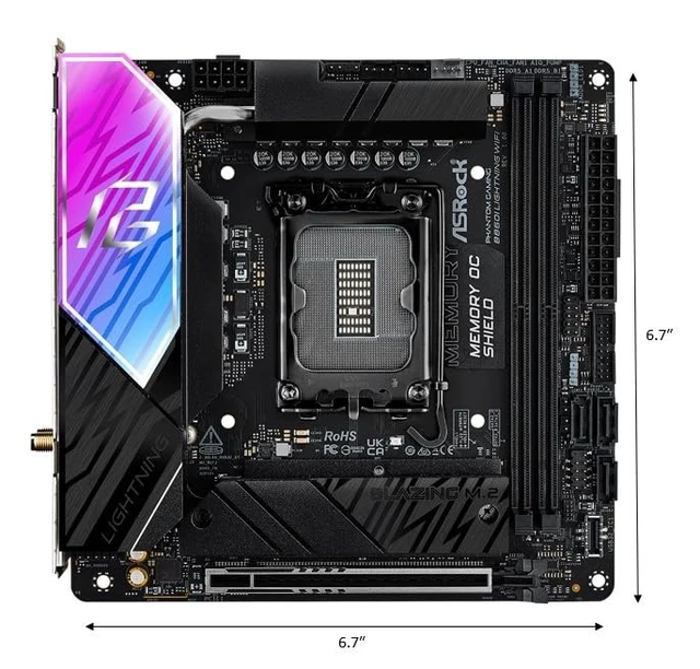 Alt view image 5 of 5 - ASRock Phantom Gaming B860I Lightning WiFi 6E Intel Core Ultra B860 LGA1851 DDR5 9333 MHz 128GB M.2 Mini ITX Motherboard Thunderbolt SATA3 6.0 Gb/s PCIe 5.0