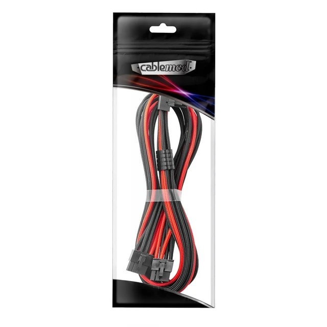 Alt view image 3 of 3 - CableMod C-Series Pro ModMesh Sleeved 12VHPWR 90 StealthSense PCI-e Cable for Corsair - Variant B (Black + Red, 16-pin to Dual 8-pin, 60cm)