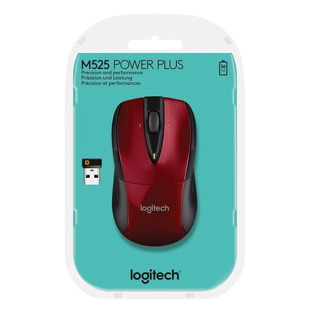 Alt view image 4 of 4 - Logitech Wireless Mouse M525 - Red/Black