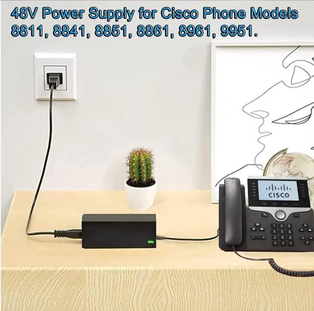 Alt view image 2 of 5 - HUZUM 48V Power Supply for Select Cisco Phone Models in The 8800, 8900 (Only 8961), 9900 SeriesCompatible with 8811, 8841, 8851, 8861, 8865, 8961, 9971, 9951.48V 917mA Power Adapters Replace Parts