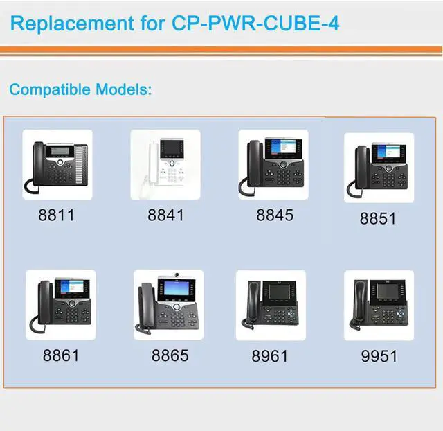 Alt view image 3 of 5 - HUZUM 48V Power Supply for Select Cisco Phone Models in The 8800, 8900 (Only 8961), 9900 SeriesCompatible with 8811, 8841, 8851, 8861, 8865, 8961, 9971, 9951.48V 917mA Power Adapters Replace Parts
