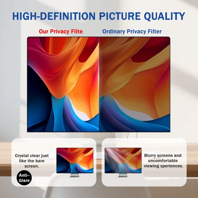 Alt view image 5 of 5 - 2 Pack Magnetic Computer Privacy Screen 27 inch for 16:9 Widescreen Monitor