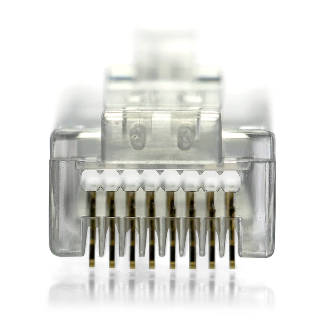 Alt view image 4 of 5 - NTW Gold Plated Lockable CAT5 RJ45 Pass Through Connectors (50 Pack), EZ to Crimp Modular Plug with Boots for Solid or Stranded UTP 24 AWG Cable