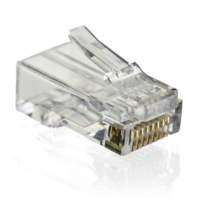 Alt view image 5 of 5 - NTW Gold Plated Lockable CAT5 RJ45 Pass Through Connectors (50 Pack), EZ to Crimp Modular Plug with Boots for Solid or Stranded UTP 24 AWG Cable