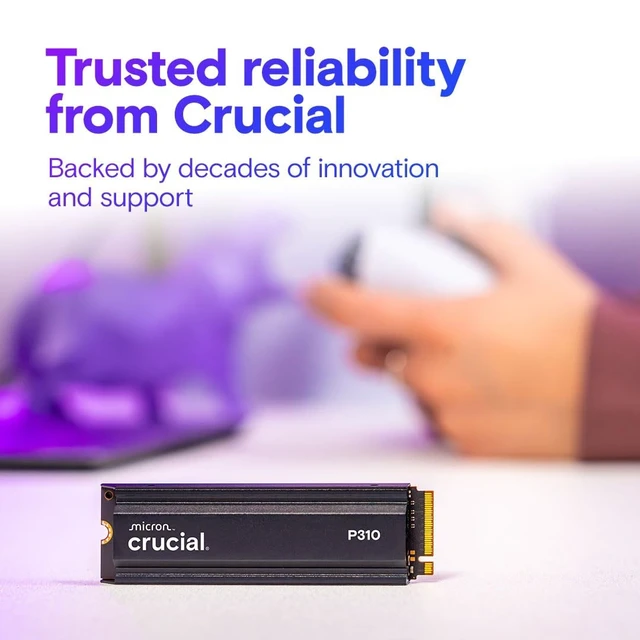 Alt view image 5 of 5 - Crucial P310 2280 1TB PCIe Gen4 NVMe Gaming PS5 SSD with Heatsink, Up to 7,100MB/s, PlayStation5, Laptop & Desktop (PC) Compatible, Solid State Drive - CT1000P310SSD5-01