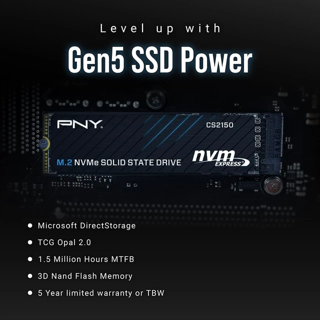 Alt view image 3 of 5 - PNY CS2150 2TB PCIe Gen5 x4 NVMe M.2 2280 Internal SSD
