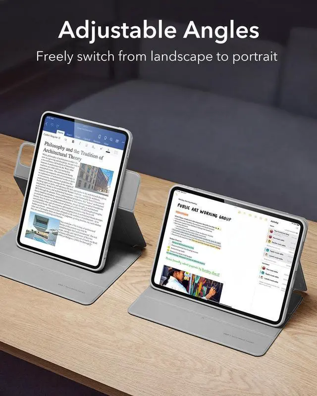 Alt view image 5 of 5 - ESR for iPad Pro 11 Inch Case (M5/M4) 2025/2024, Removable Magnetic Cover, Vertical Stand, Fully Supports Pencil Pro and Pencil (USB-C), Rebound 360 Series, Grey