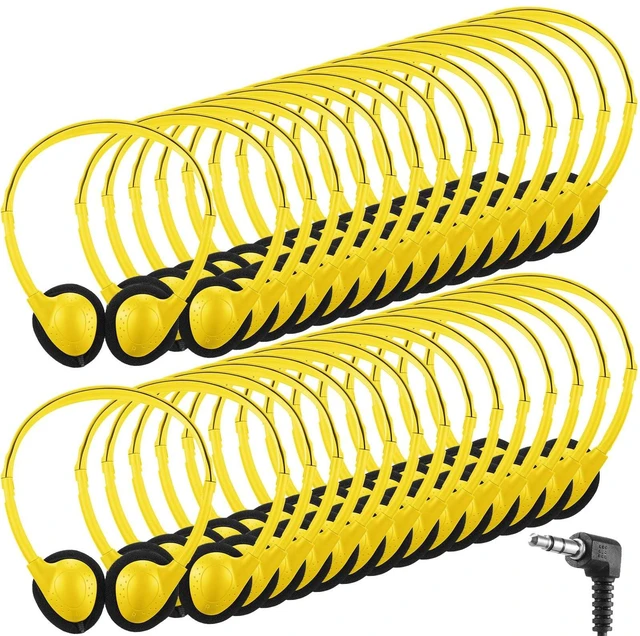Main image of Konohan 30 Pack Headphones Bulk Classroom Headphones, Yellow, Classic