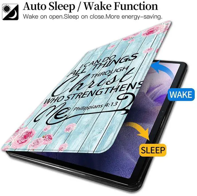 Alt view image 2 of 5 - BEOTIWAD iPad Air 13 Inch Case M2 2024, 360 Rotating Stand, Auto Sleep/Wake, Bible Verses Philippians 4-13 Pattern, Black, Tablet Case