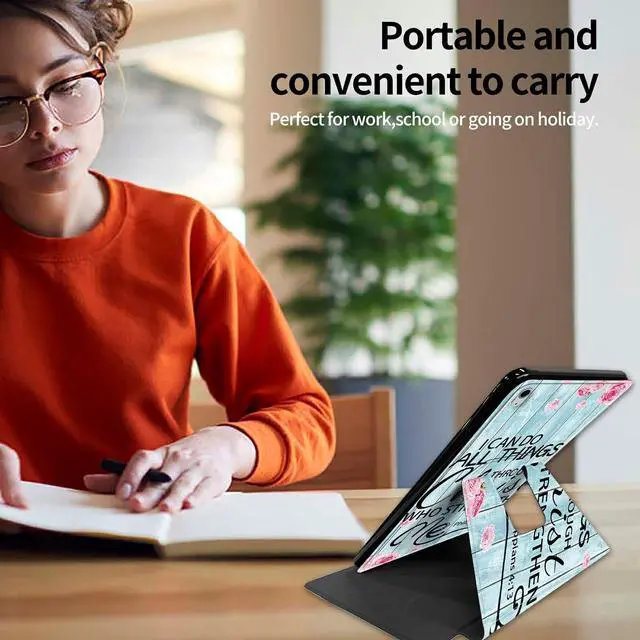 Alt view image 5 of 5 - BEOTIWAD iPad Air 13 Inch Case M2 2024, 360 Rotating Stand, Auto Sleep/Wake, Bible Verses Philippians 4-13 Pattern, Black, Tablet Case