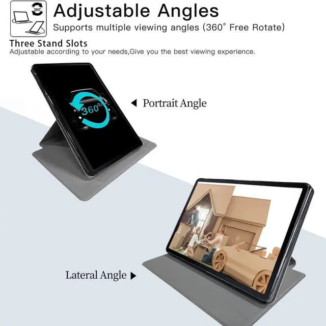 Alt view image 3 of 5 - BEOTIWAD iPad Air 13 Inch Case M2 2024, 360 Rotating Stand, Auto Sleep/Wake, Bible Verses Philippians 4-13 Pattern, Black, Tablet Case