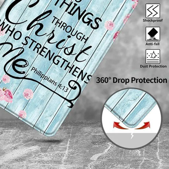Alt view image 4 of 5 - BEOTIWAD iPad Air 13 Inch Case M2 2024, 360 Rotating Stand, Auto Sleep/Wake, Bible Verses Philippians 4-13 Pattern, Black, Tablet Case