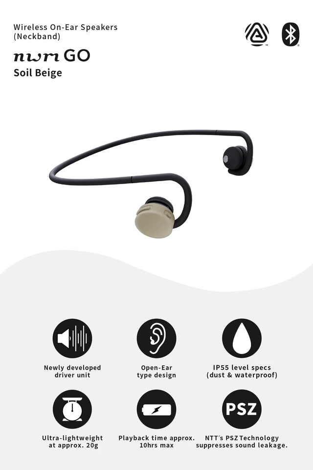 Alt view image 4 of 5 - nwm GO Wireless On-Ear Speakers (Open Ear Earphones) Soil Beige