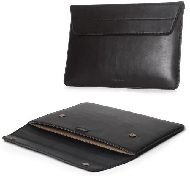 Alt view image 3 of 5 - DAREhue 13" 14" 15" 16" Genuine Full Grain Leather Laptop Sleeve with Built-in Stand & Padding (Fits MacBook Air/Pro & Other 13.3/13.6/14.2/15.6 inch Laptops) (Black, 15 - 16)