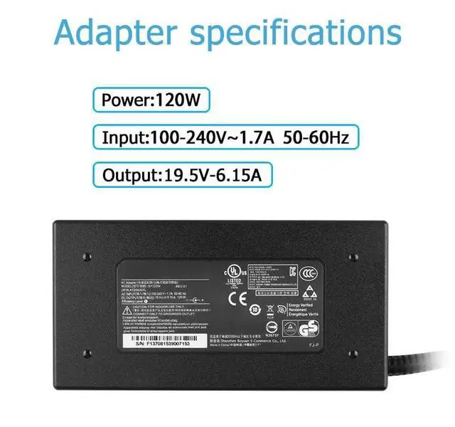 Alt view image 4 of 4 - 120W AC Charger Fit for MSI GF63 Thin 8SC 8RCS 9SC GF63 9RCX MS-16R3 MS-16R4 GTX1650 A12-120P1A ADP-120RH D (NOT Compatible with MSI GF63 Thin 10SCXR 10SC 10UD 10UC 11SC 11UD 11UC GF75 Thin 10UEK)