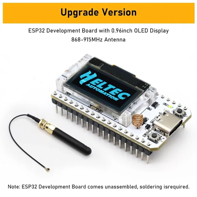 Alt view image 2 of 5 - AYWHP ESP32 LoRa V3 Development Board with WiFi, Bluetooth, Dual Core SX1262 CP2102 Chip, 0.96" OLED Display and Antenna for Meshtastic Arduino