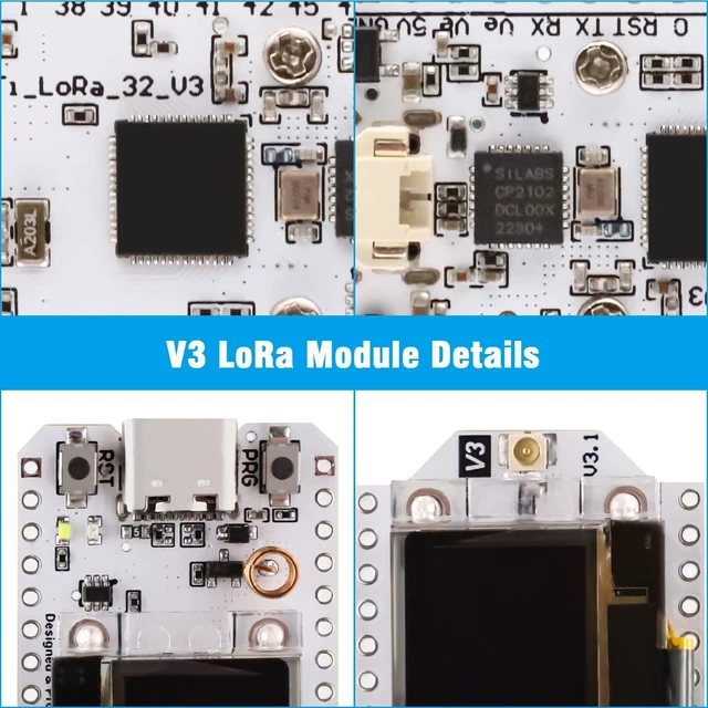 Alt view image 5 of 5 - AYWHP ESP32 LoRa V3 Development Board with WiFi, Bluetooth, Dual Core SX1262 CP2102 Chip, 0.96" OLED Display and Antenna for Meshtastic Arduino