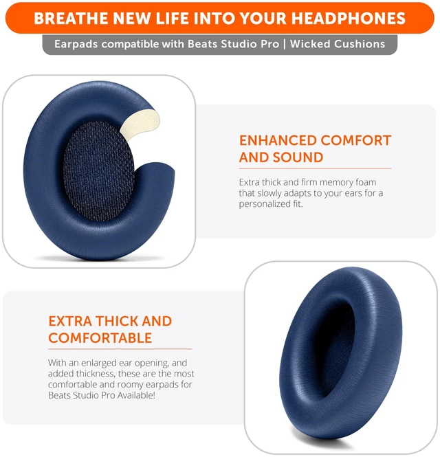 Alt view image 5 of 5 - WC PadZ Studio Pro - Extra Thick Earpads for Beats Studio Pro