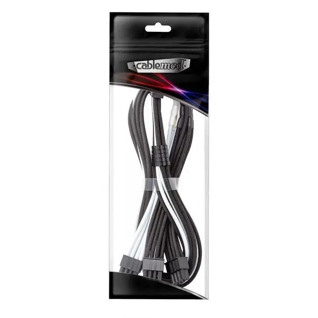 Alt view image 4 of 4 - CableMod C-Series Pro ModFlex Sleeved 12V-2x6 12VHPWR 90 StealthSense PCIe Cable for Corsair Type 4 / Type 3 - Variant B (Black + White, 16-pin to Triple 8-pin, 60cm)