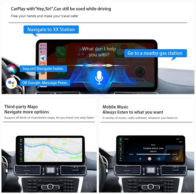 Alt view image 5 of 5 - Uckazy 12.3" Linux CarPlay for M-Class/GL W166/X166 NTG4.5/4.7 12-15