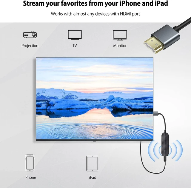 Alt view image 5 of 5 - iShare iOS Wireless HDMI Display Adapter for iPhone, Streaming Mirroring Device for iPhone to TV/Monitor/Projector, HD Video & Audio Sync, iOS Screen Mirroring Adapter (Not Support Netflix)