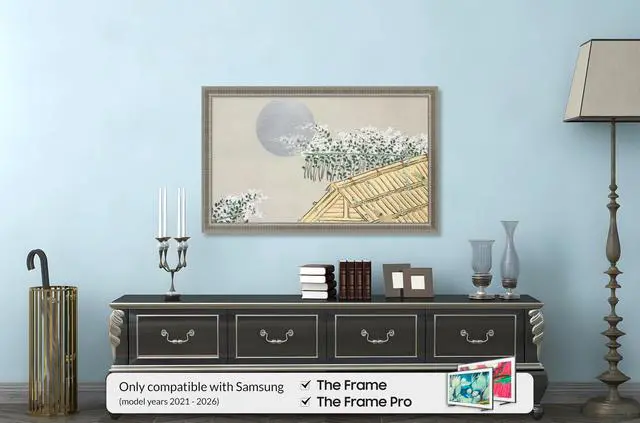 Alt view image 2 of 5 - Empire Silver 43" Slim Deco TV Frame - Compatible ONLY with Samsung The Frame TVs (Fits 2021-2026, LS03A, LS03B, LS03C, LS03D, LS03FA)