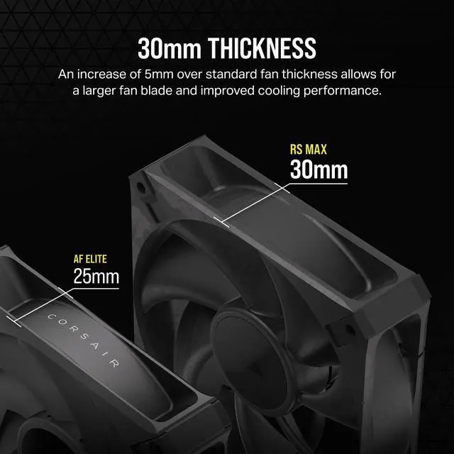 Alt view image 3 of 5 - CORSAIR RS120 MAX 120mm PWM Thick Fan High Static Pressure Liquid Crystal Polymer Construction Single Fan Black