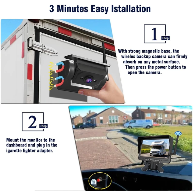 Alt view image 2 of 4 - Magnetic Solar Wireless Backup Camera: Suitable for 5"/7"/10" DVR Portable Scratch-Proof Truck Trailer Hitch Rear View Camera Rechargeable 1080P RV CamperAttention: Purchased Separately Cannot