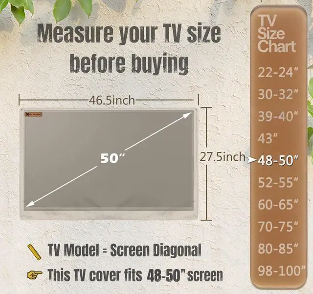 Alt view image 2 of 5 - IC ICLOVER Outdoor TV Cover 48-50 Inch, 600D Heavy Duty 4 Season Weatherproof TV Protector, Waterproof Zipper, Roll Up Front Flap, Remote Control Pocket, Outside Television Cover for LED, LCD TVs