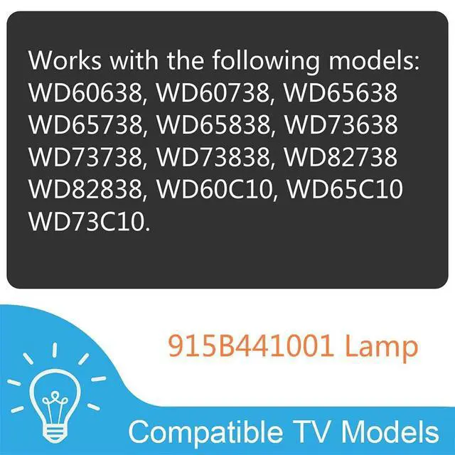Alt view image 5 of 5 - Tawelun 915B441001 Replacement Lamp with Housing for TV WD 60638 WD-60638 WD 60738 WD-60738 WD-65638 WD-73638 WD-82738 WD-73C10 WD-65738 WD-65738 WD-73738 WD-60C10 DLP Lamp 915B441001