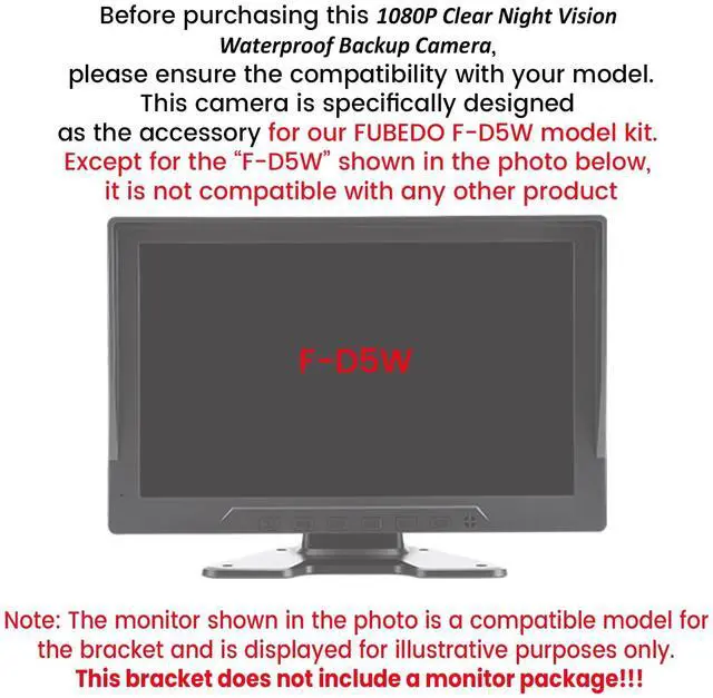 Alt view image 2 of 2 - 1080P Clear Night Vision Waterproof Backup Camera only Fubedo F-D5W