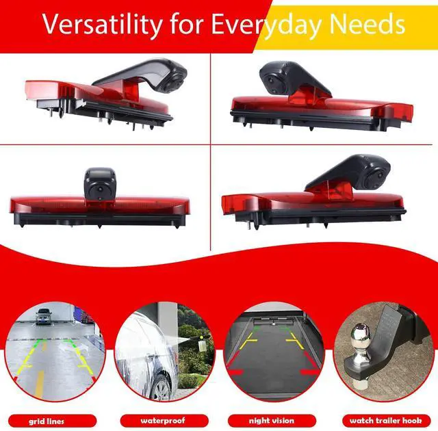 Alt view image 5 of 5 - 3rd Brake Light Reverse Camera with Two Lens, Dual Cameras Backup Camera Replacement for Van Ford Transit Connect 2 II/XL Cargo Titanium Passenger 2014-2022