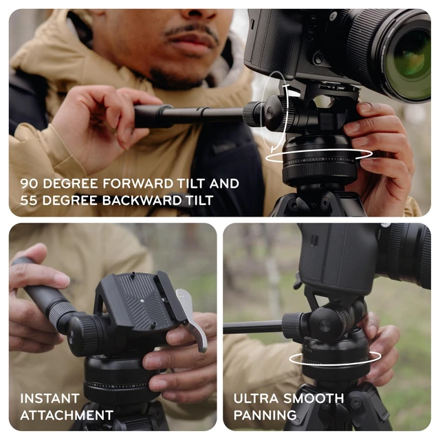 Alt view image 5 of 5 - Peak Design Tilt Mod for Pro Tripod, Fluid Pan/Tilt Video Head Adapter, Smooth Cinematic Motion, Deployable Handle, Compact Pro-Grade Filmmaking Accessory