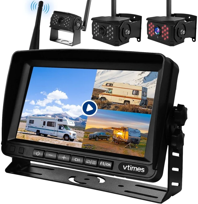 Main image of VTimes Wireless Backup 3 Camera for Trucks RV Backup Camera with HD Monitor