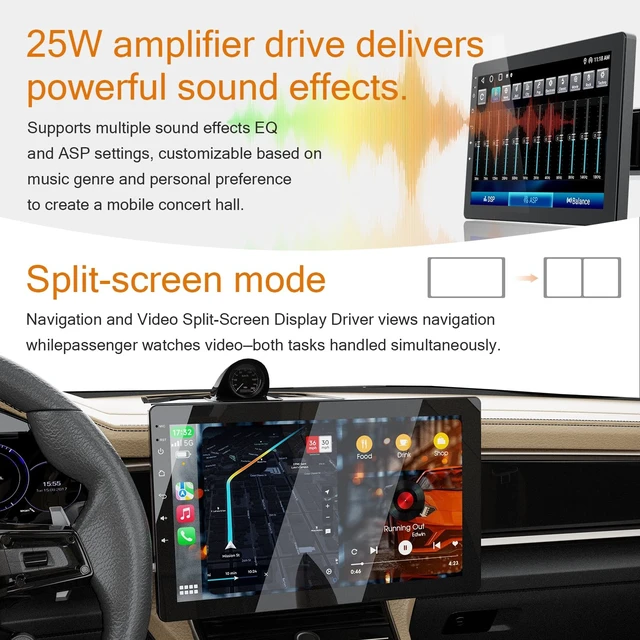 Alt view image 4 of 5 - Haudio 10 inch Single Din Radio Android 13 Car Stereo with Wireless Apple Carplay & Android Auto,Touchscreen Car Stereo with Rear Camera,Mirror Link^^Bluetooth^^FM/AM/RDS^^SWC^^EQ^^Single DIN C