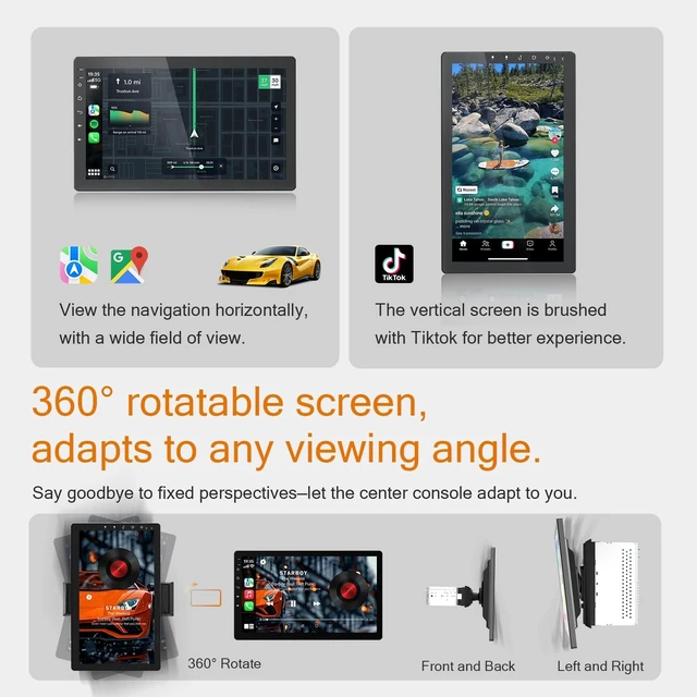Alt view image 2 of 5 - Haudio 10 inch Single Din Radio Android 13 Car Stereo with Wireless Apple Carplay & Android Auto,Touchscreen Car Stereo with Rear Camera,Mirror Link^^Bluetooth^^FM/AM/RDS^^SWC^^EQ^^Single DIN C