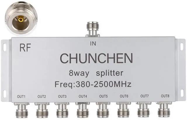 Main image of CHUNCHEN 8 Way N Female Connector Power Splitter 50 Ohm Signal Splitter 380MHz-2500MHz Cable Signal Splitter 1 Input 8 Output for Antenna Cable