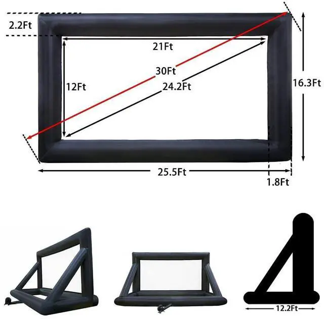 Alt view image 5 of 5 - Yimukaka 30ft Outdoor Inflatable Movie Screen, No Seam Projector Screen with Air Blower, Support Front & Rear Projection