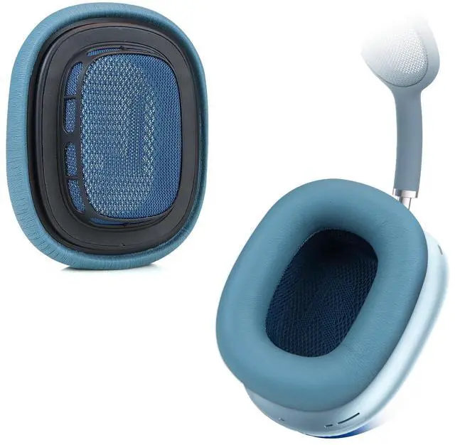 Alt view image 2 of 5 - Sinowo Lambskin Ear Cushions for Apple AirPods Max Headphones Replacement Earpads Sweat Proof Ear Cups Cushion Easy to Install with Magnet,Sheepskin and Memory Foam(Blue)