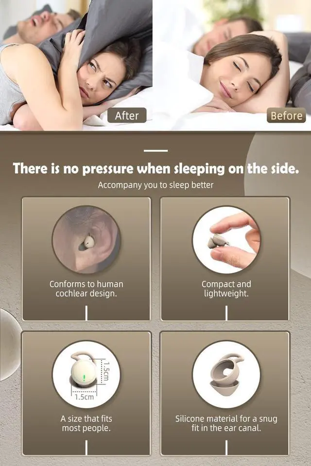 Alt view image 5 of 5 - SZHTFX Sleep Earbuds Small Bluetooth Earbuds Mini Wireless Discreet Earbud for Music, Home, Work (Nude)