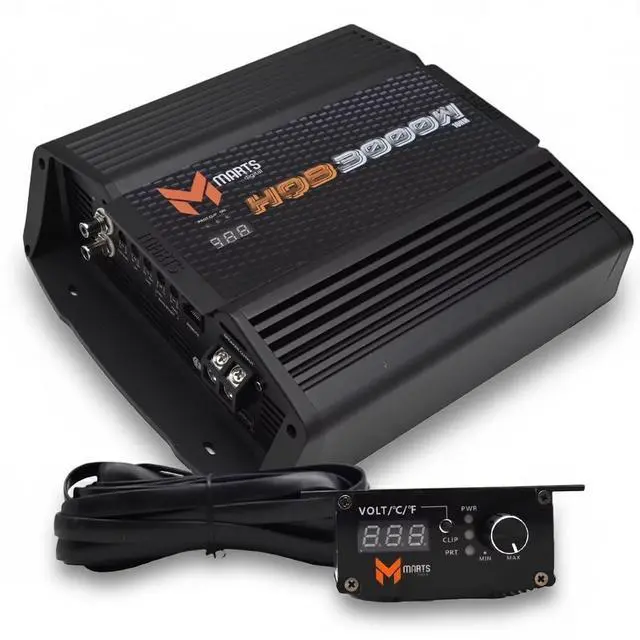 Main image of Marts Digital HQB3000 ^^ 3000W RMS Monoblock Class D 1 Ohm Stable Bass Amplifier ^^ Subsonic 10-40Hz Filters LPF 40-250Hz ^^ Remote Bass Control with Voltage Temp Display ^^ For Subwoofer Use in Car A