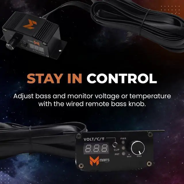 Alt view image 5 of 5 - Marts Digital HQB3000 ^^ 3000W RMS Monoblock Class D 1 Ohm Stable Bass Amplifier ^^ Subsonic 10-40Hz Filters LPF 40-250Hz ^^ Remote Bass Control with Voltage Temp Display ^^ For Subwoofer Use in Car A