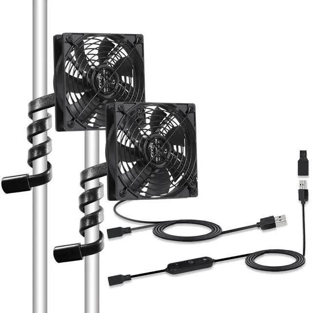 Main image of 4.7 Inch Dual Head Gooseneck Grow Tent Fan, 5V/12V Dual Voltage IP54 Waterproof Plant Fan,10 Adjustable Speeds Quiet Ventilation Circulation Cooling Fan for Hydroponics Greenhouse Indoor Plant Growing