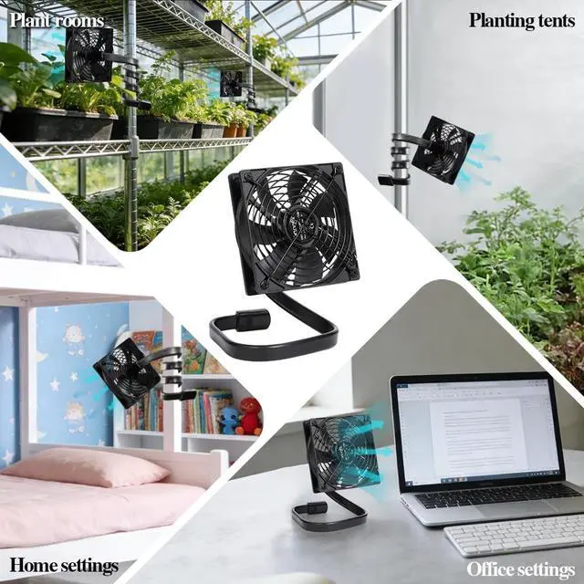 Alt view image 2 of 5 - 4.7 Inch Dual Head Gooseneck Grow Tent Fan, 5V/12V Dual Voltage IP54 Waterproof Plant Fan,10 Adjustable Speeds Quiet Ventilation Circulation Cooling Fan for Hydroponics Greenhouse Indoor Plant Growing