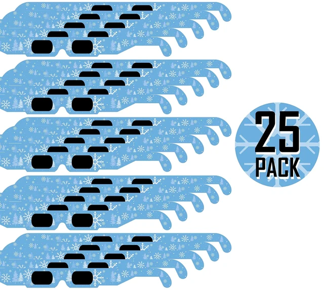 Main image of Christmas 3D Glasses - Holiday Specs Turns Lights into Snowflakes - 25 Pack